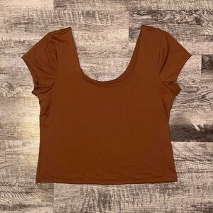 Old Navy Brown Cap Sleeve Crop Top